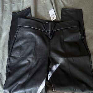 Express Black Faux Leather Trousers